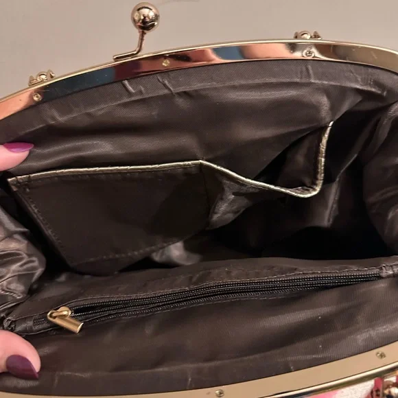 Gold Croc-Embossed Satchel - Picture 7 of 7